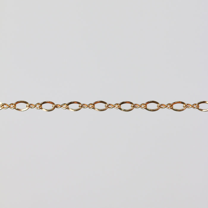Shiny yellow gold filled chain on a light gray background