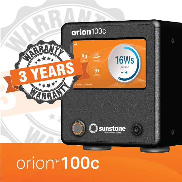 Depiction of the Orion 100c welder having a 3 year warranty