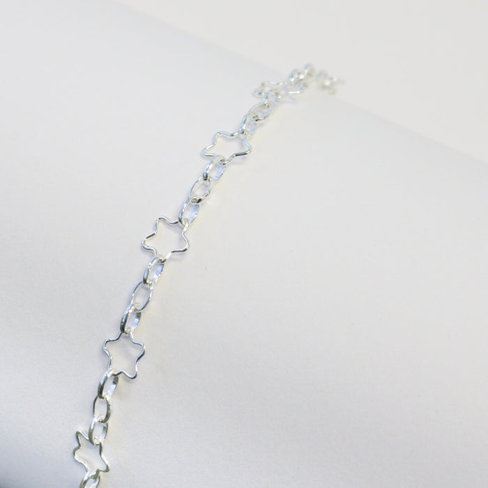 Stella Permanent Jewelry Chain, Star Design, Alternating Oval Links, Available in Gold Filled and Sterling Silver