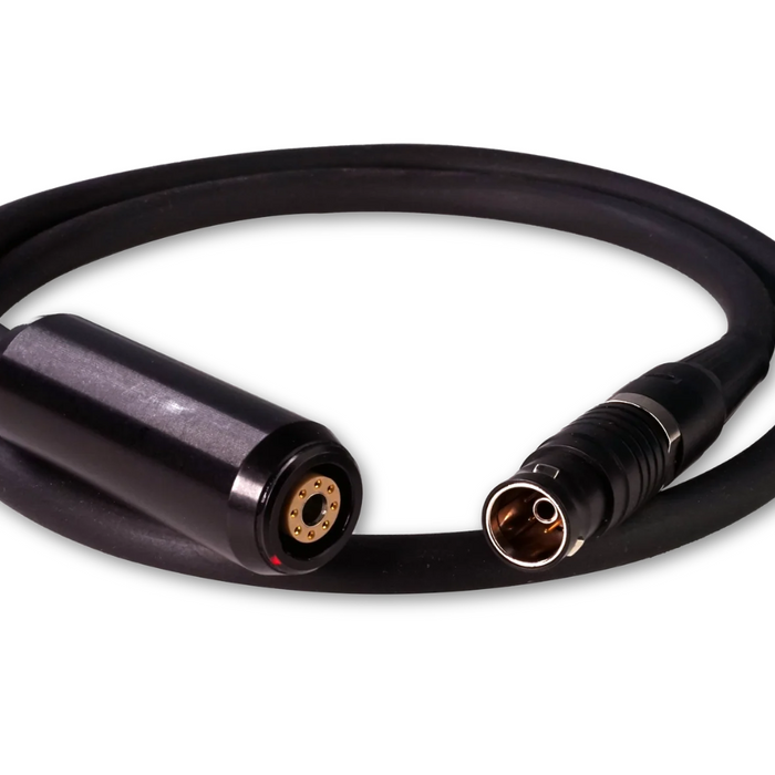 Close-up photo of a stylus extension cord for Sunstone Permanent Jewelry welding machines, featuring a durable black cord with precise connectors, designed for flexibility and ease of use in permanent jewelry applications.