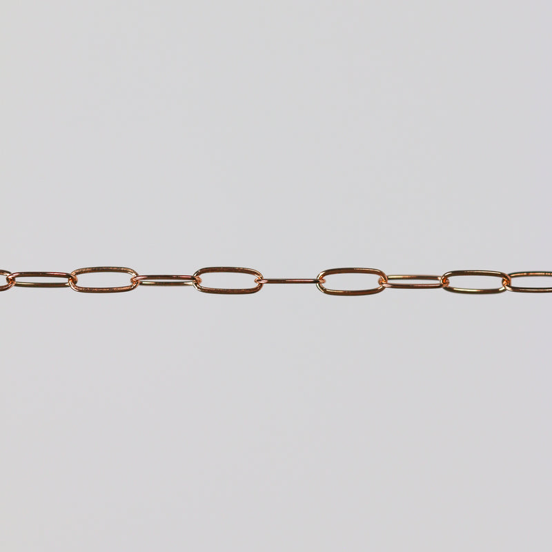 Rose gold filled flat oval paperclip chain for fine jewelry