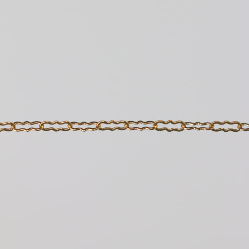 Gold paperclip chain on a gray background