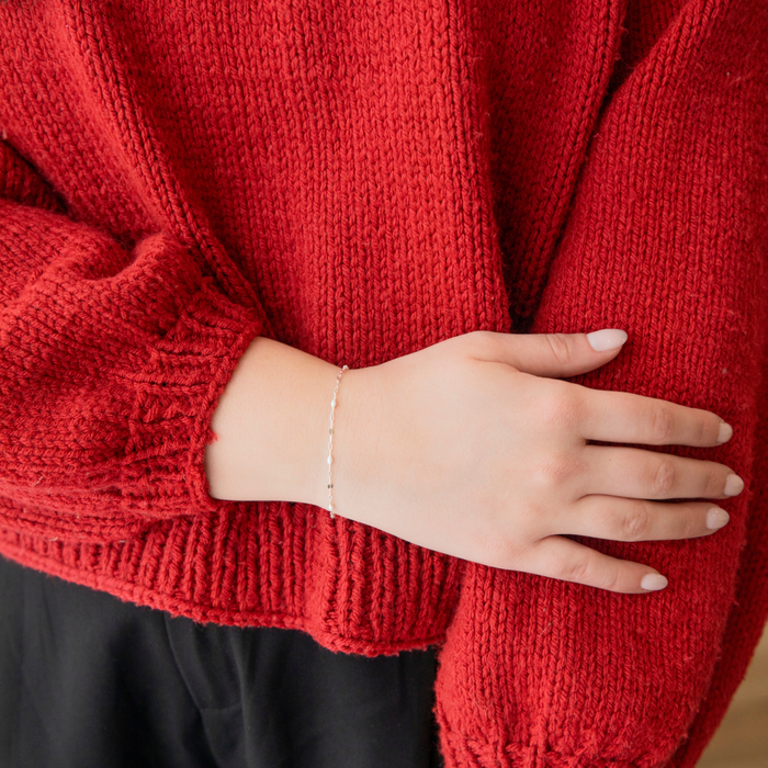 Harper Permanent Jewelry Chain, Alternating Paperclip and Starburst Links with Enamel Beads, Available in Sterling Silver