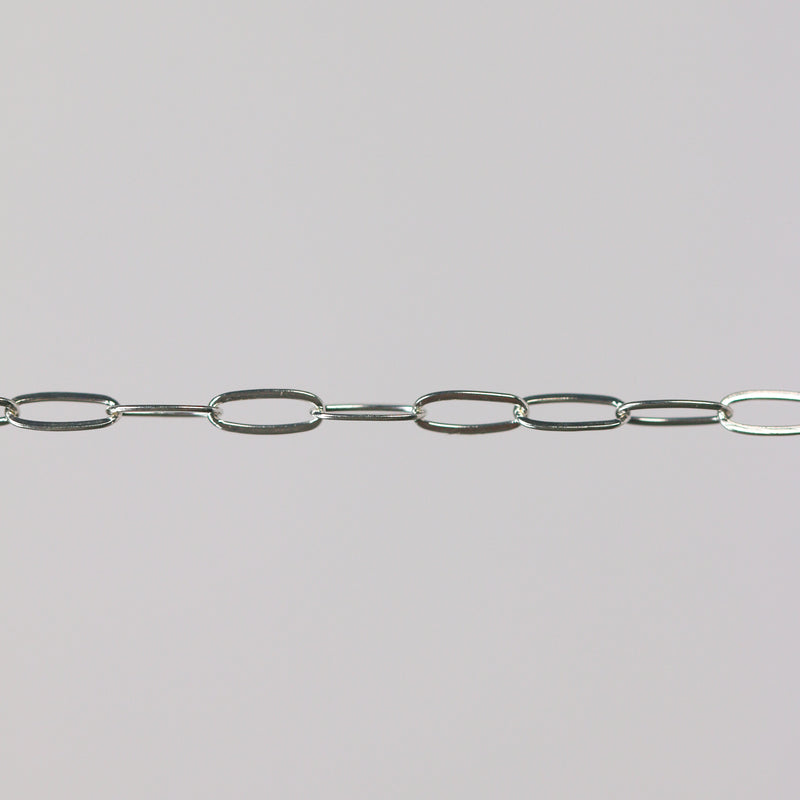 .925 SS (Sterling Silver) fine jewelry chain in a paperclip design.