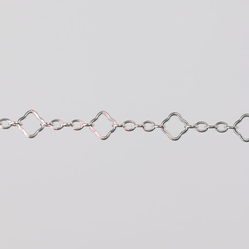 Sterling silver clover chain for permanent jewelry making and welding zoomed in.