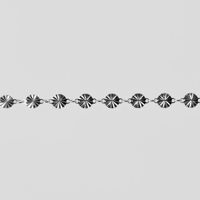 Amberly Permanent Jewelry Chain, Continuous Disks Joined with Jump Rings, Available in Sterling Silver