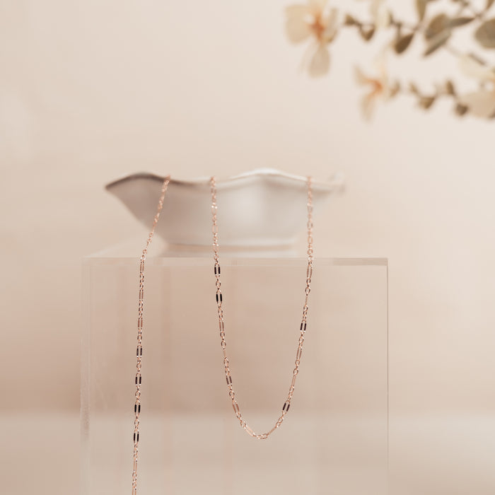 Bryce Permanent Jewelry Chain, Dapped Oval Design, Small Round Links, Available in Gold Filled and Silver