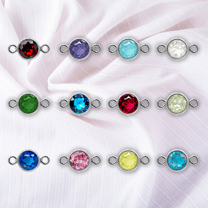 Birthstone Connectors | 4mm | .925 Sterling Silver