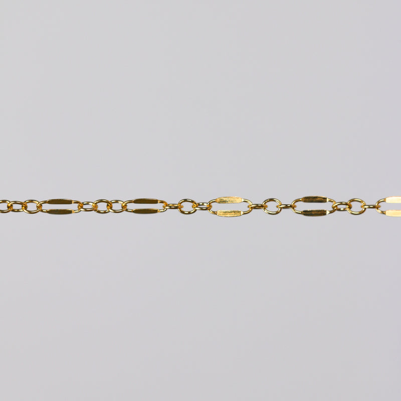Gold dapped link chain for PJ on a light gray background