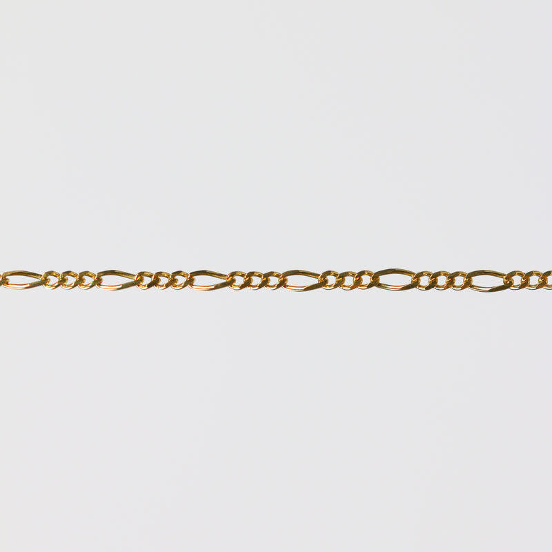 Charlie Permanent Jewelry Chain, Figaro Design, Lie Flat Links, Available in Gold Options and Sterling Silver