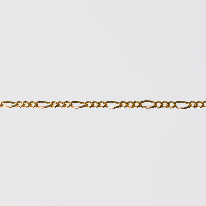 Charlie Permanent Jewelry Chain, Figaro Design, Lie Flat Links, Available in Gold Options and Sterling Silver