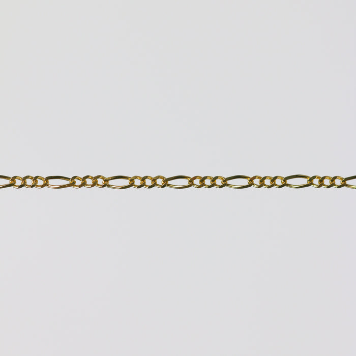 Charlie Permanent Jewelry Chain, Figaro Design, Lie Flat Links, Available in Gold Options and Sterling Silver