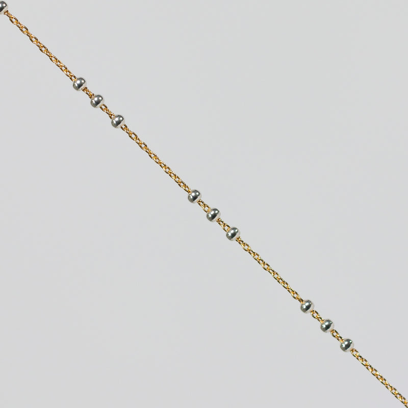 Chelsea Permanent Jewelry Chain, Cable Satellite Design with 2mm Silver Beads, Available in Yellow Gold-Filled