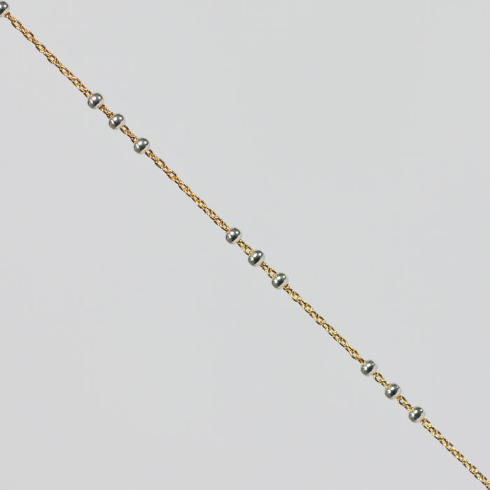 Chelsea Permanent Jewelry Chain, Cable Satellite Design with 2mm Silver Beads, Available in Yellow Gold-Filled