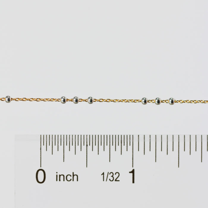 Chelsea Permanent Jewelry Chain, Cable Satellite Design with 2mm Silver Beads, Available in Yellow Gold-Filled
