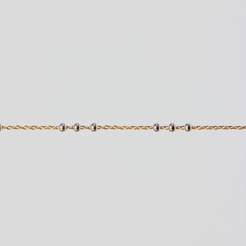Chelsea Permanent Jewelry Chain, Cable Satellite Design with 2mm Silver Beads, Available in Yellow Gold-Filled