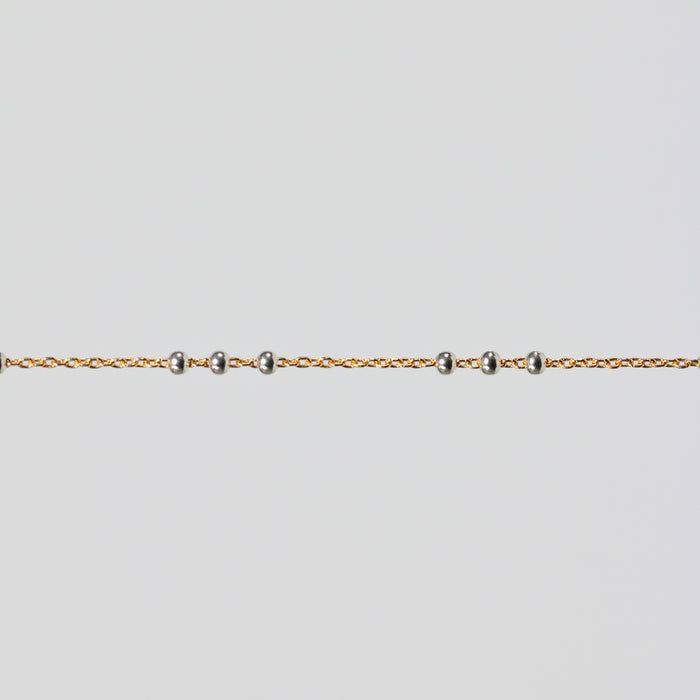 Chelsea Permanent Jewelry Chain, Cable Satellite Design with 2mm Silver Beads, Available in Yellow Gold-Filled