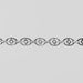 Closeup shot of the claire silver chain with disks linked together over a light gray background