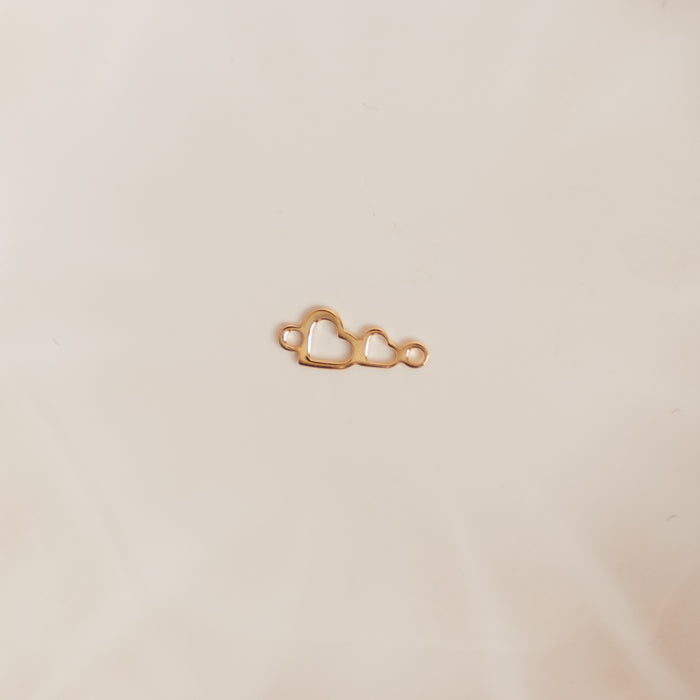 Double Heart Auburn Connectors | 4 Pack | 14K Gold Filled Yellow and .925 Sterling Silver