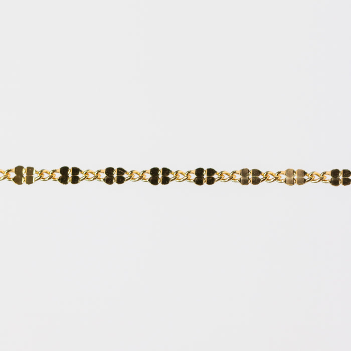 Fern Permanent Jewelry Chain, Figaro Design with Plated Texture, Available in Sterling Silver and Gold
