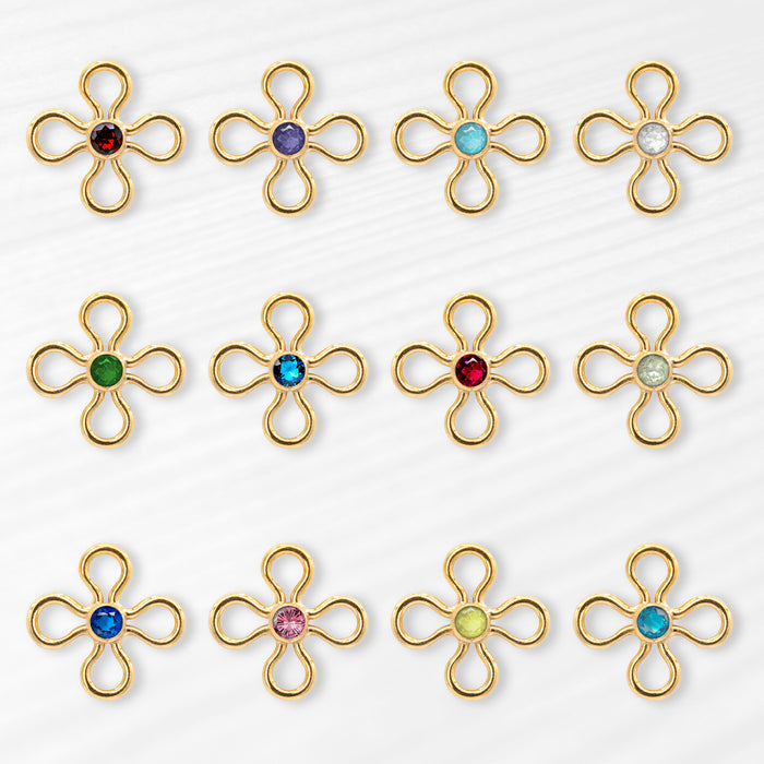 Birthstone Flower Connectors | 10mm | 14K Gold Filled Yellow