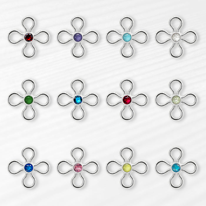 Birthstone Flower Connectors | 10mm | .925 Sterling Silver