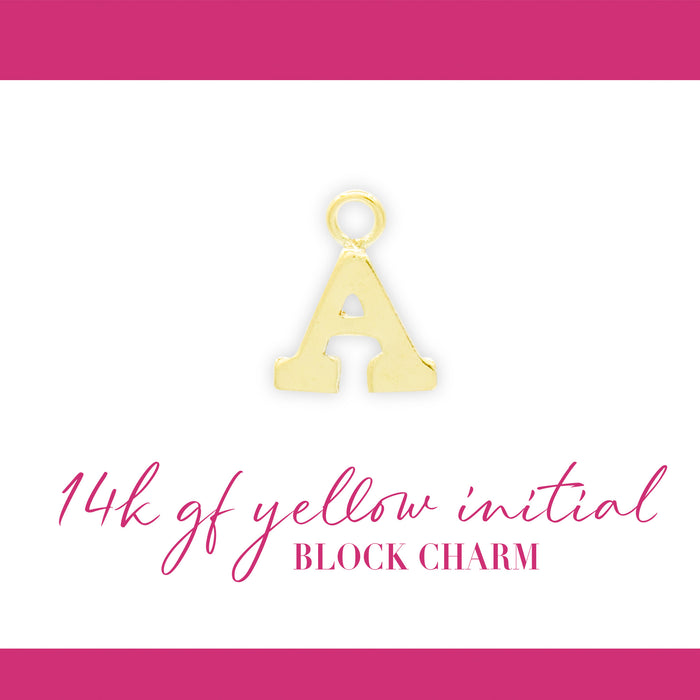 Initial Block Charm | 8mm | 14K Gold Filled Yellow