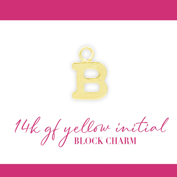 Initial Block Charm | 8mm | 14K Gold Filled Yellow