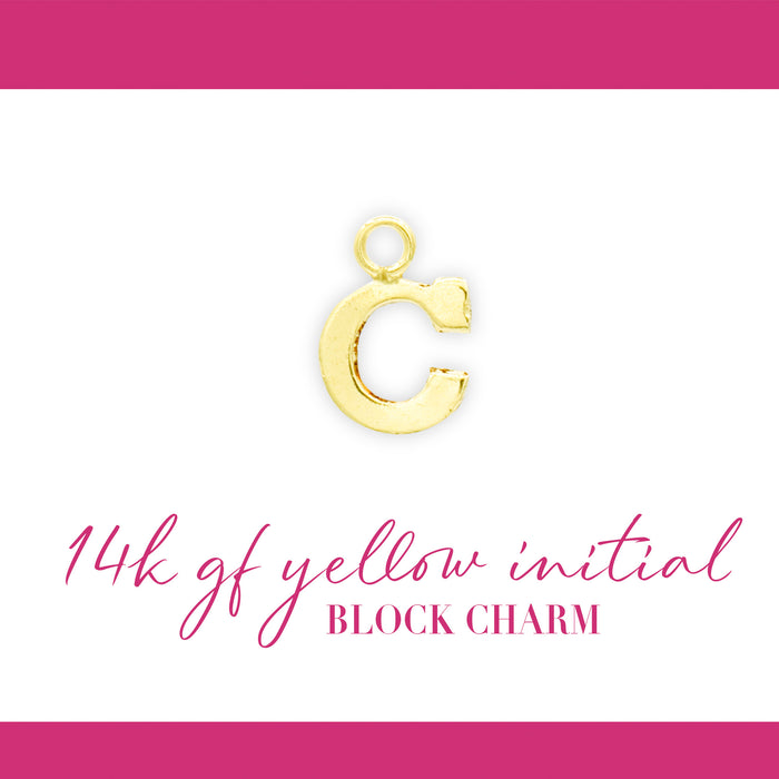 Initial Block Charm | 8mm | 14K Gold Filled Yellow