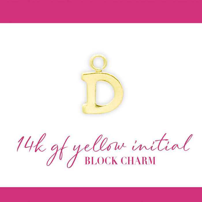 Initial Block Charm | 8mm | 14K Gold Filled Yellow