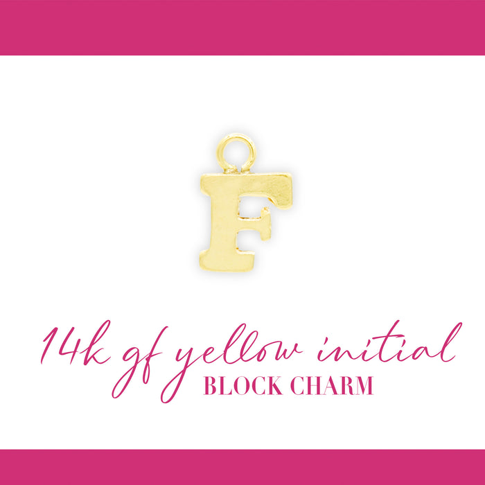 Initial Block Charm | 8mm | 14K Gold Filled Yellow