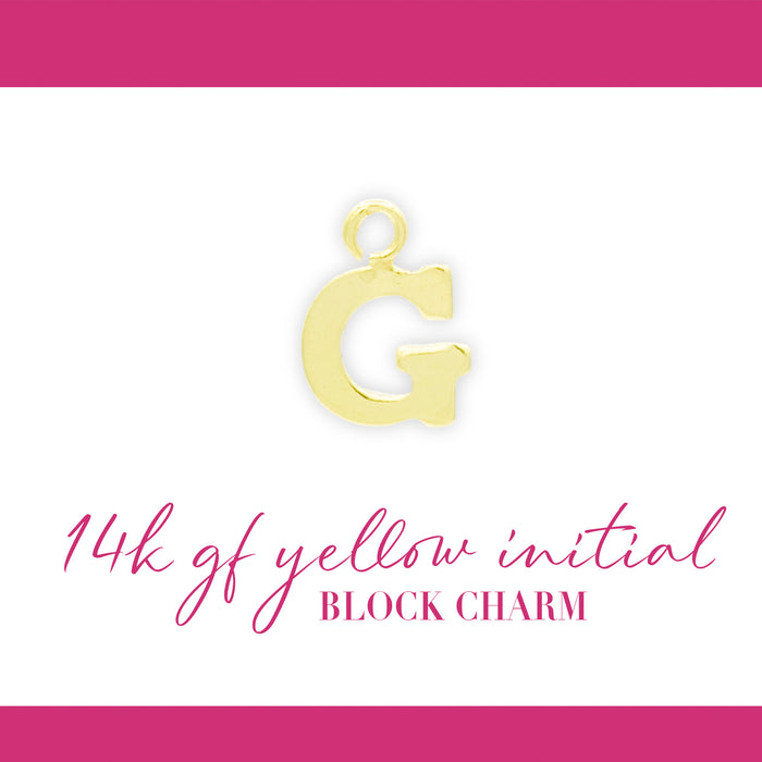 Initial Block Charm | 8mm | 14K Gold Filled Yellow