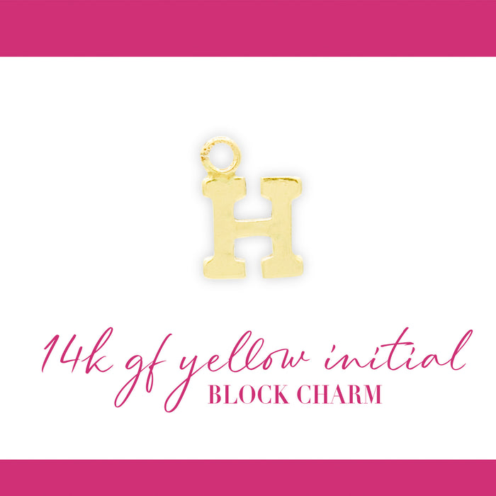 Initial Block Charm | 8mm | 14K Gold Filled Yellow