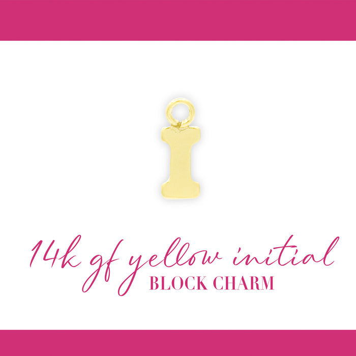 Initial Block Charm | 8mm | 14K Gold Filled Yellow