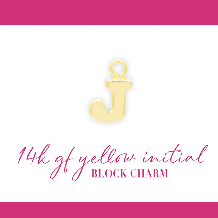 Initial Block Charm | 8mm | 14K Gold Filled Yellow