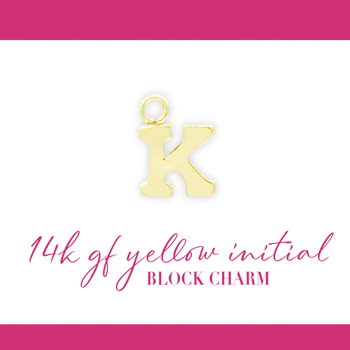 Initial Block Charm | 8mm | 14K Gold Filled Yellow