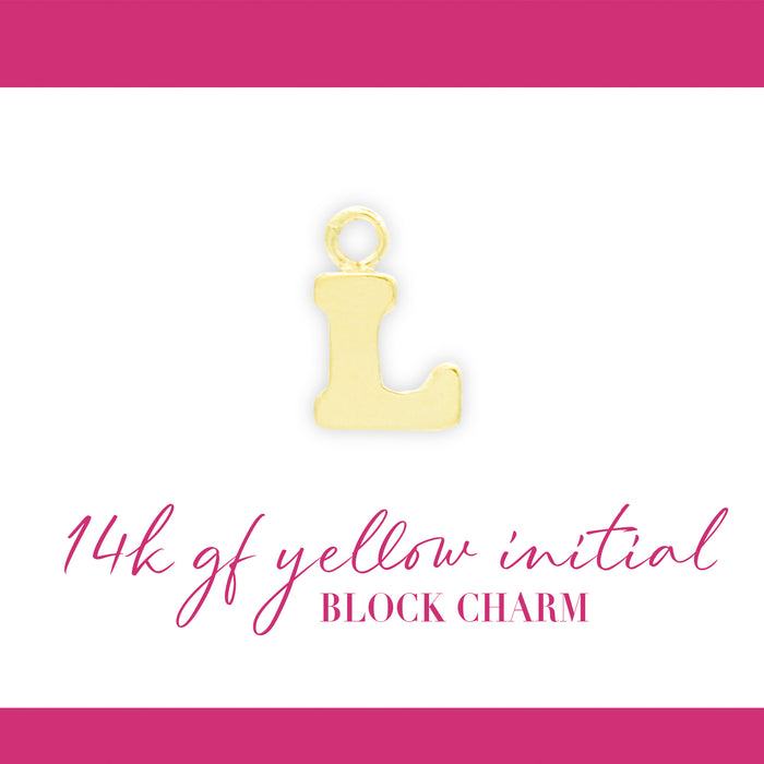 Initial Block Charm | 8mm | 14K Gold Filled Yellow