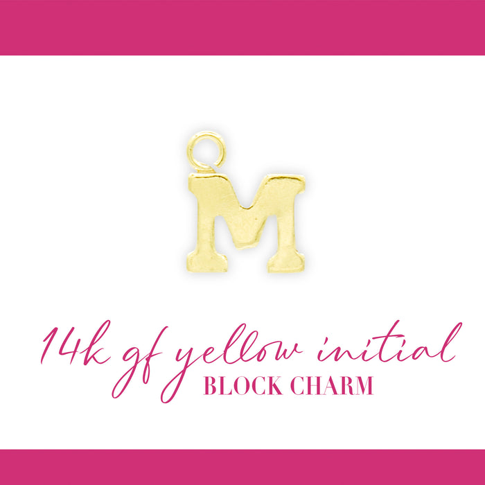 Initial Block Charm | 8mm | 14K Gold Filled Yellow