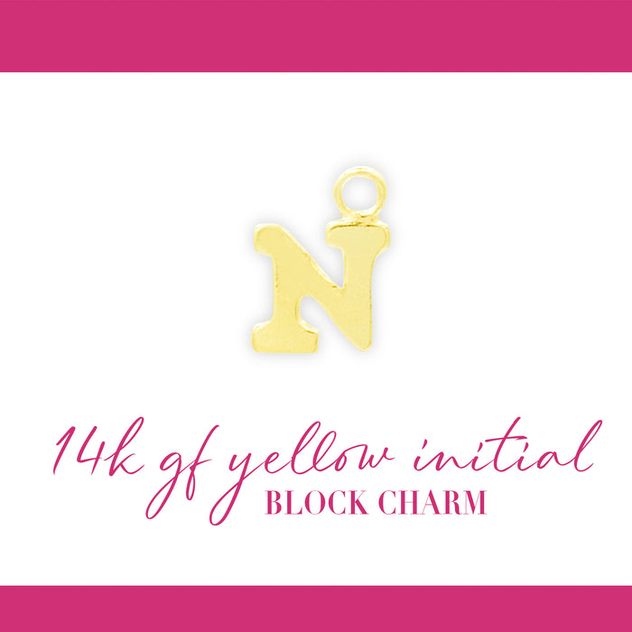 Initial Block Charm | 8mm | 14K Gold Filled Yellow