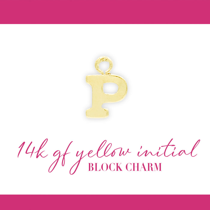 Initial Block Charm | 8mm | 14K Gold Filled Yellow