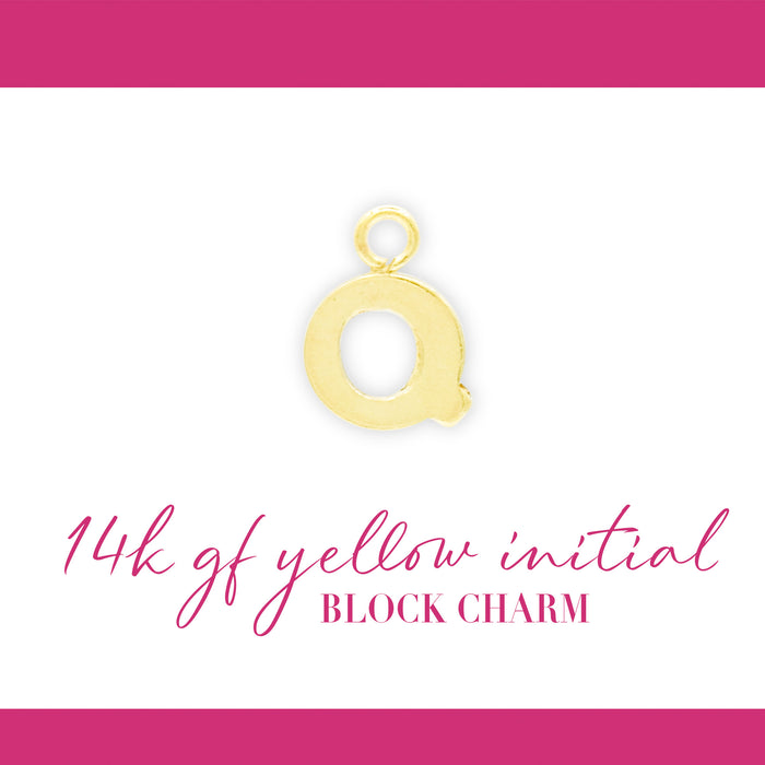 Initial Block Charm | 8mm | 14K Gold Filled Yellow