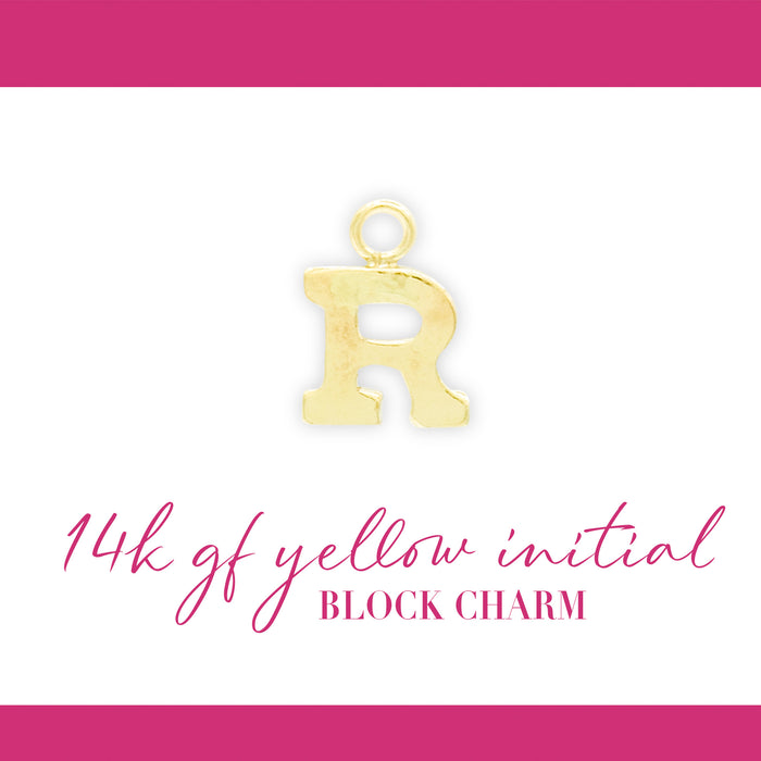 Initial Block Charm | 8mm | 14K Gold Filled Yellow