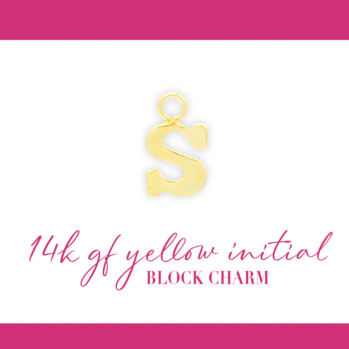 Initial Block Charm | 8mm | 14K Gold Filled Yellow