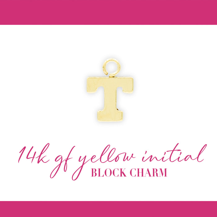 Initial Block Charm | 8mm | 14K Gold Filled Yellow