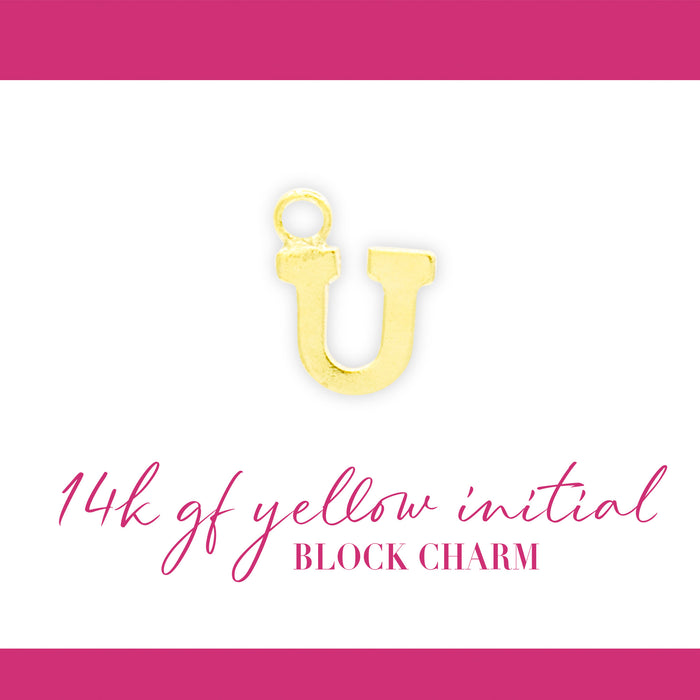 Initial Block Charm | 8mm | 14K Gold Filled Yellow