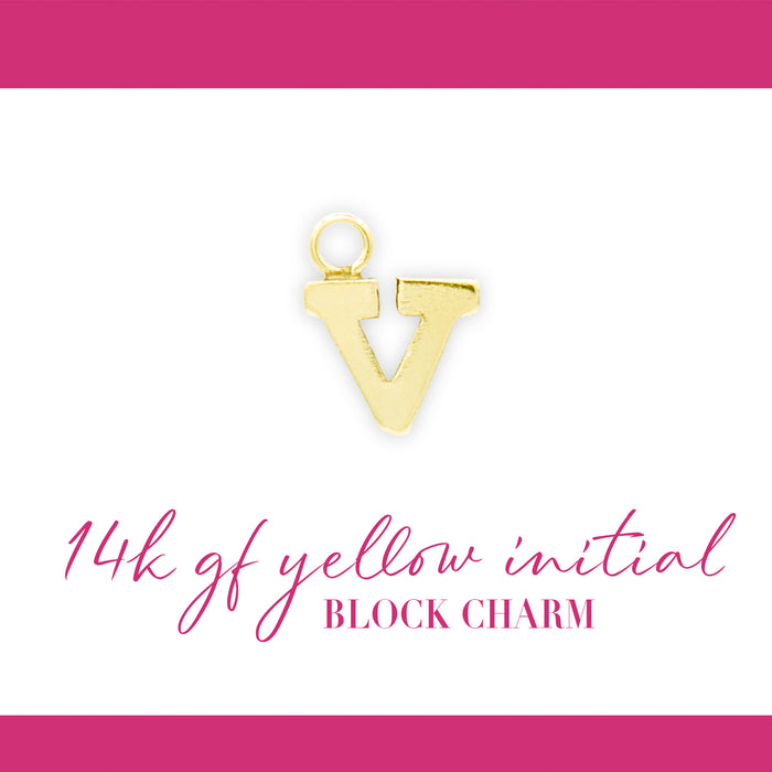 Initial Block Charm | 8mm | 14K Gold Filled Yellow