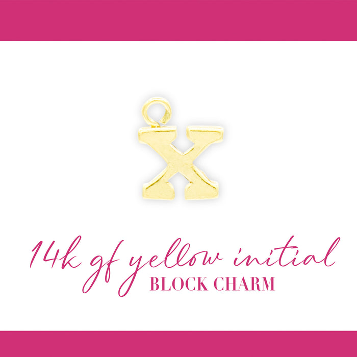 Initial Block Charm | 8mm | 14K Gold Filled Yellow