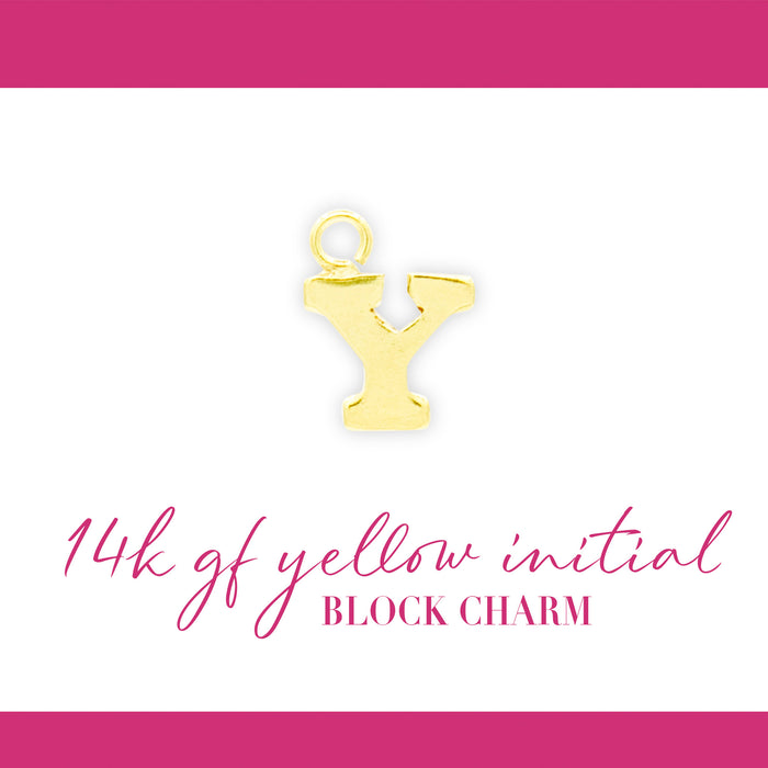 Initial Block Charm | 8mm | 14K Gold Filled Yellow