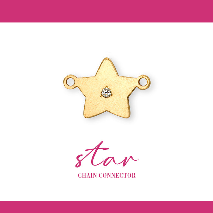 Star Connector | 14K Gold Filled Yellow | 11mm | White Gemstone | 4pk