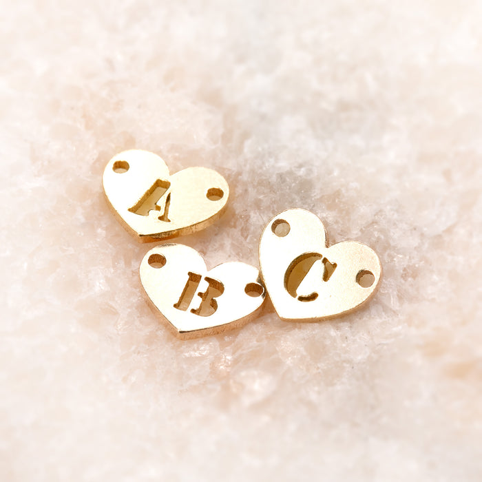 Initial Heart Connectors | 7.8mm | 14K Gold Filled Yellow